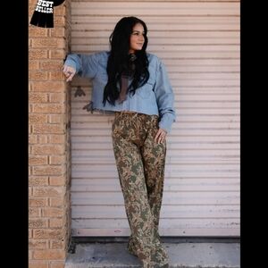 2 Fly Co. NWT OFF THA TRACK *CAMO Wide Leg Western Trouser Pants Large